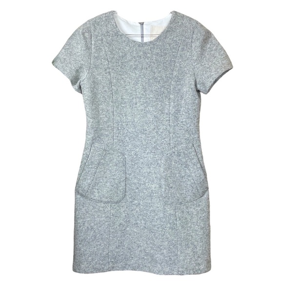 New Mcginn $295 Wool Blend Pocketed Cocktail Mini Dress Heathered Gray Size 4 - Picture 2 of 10